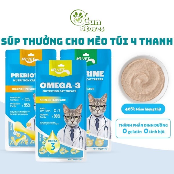 Súp Thưởng Dinh Dưỡng Cho Mèo Mr.Vet, 4x15PCs