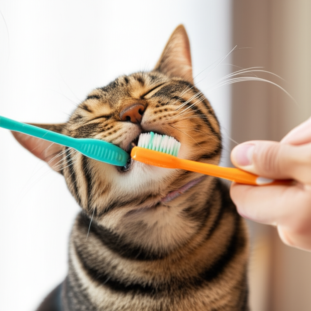 Generate a high-quality, relevant image prompt for an article about: Chăm S&oacute;c Răng M&egrave;o: Dễ D&agrave;